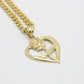 14K Rose Heart Pendant with Miami Cuban Chain  Yellow Gold