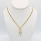 14K Rose Pendant Cz Stones with Miami Cuban Chain  Yellow Gold