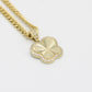 14K Butterfly Pendant Cz Stones with Miami Cuban Chain  Yellow Gold