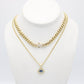 14k Hollow Choker With Turkey Eye Pendant With Cuban Chain Two Tones Yellow Gold