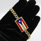 14K Puerto Rico Flag Bracelet Full Cz Lock