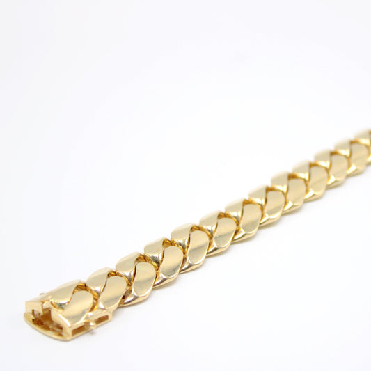 14K Semi Solid Cuban Bracelet Yellow Gold