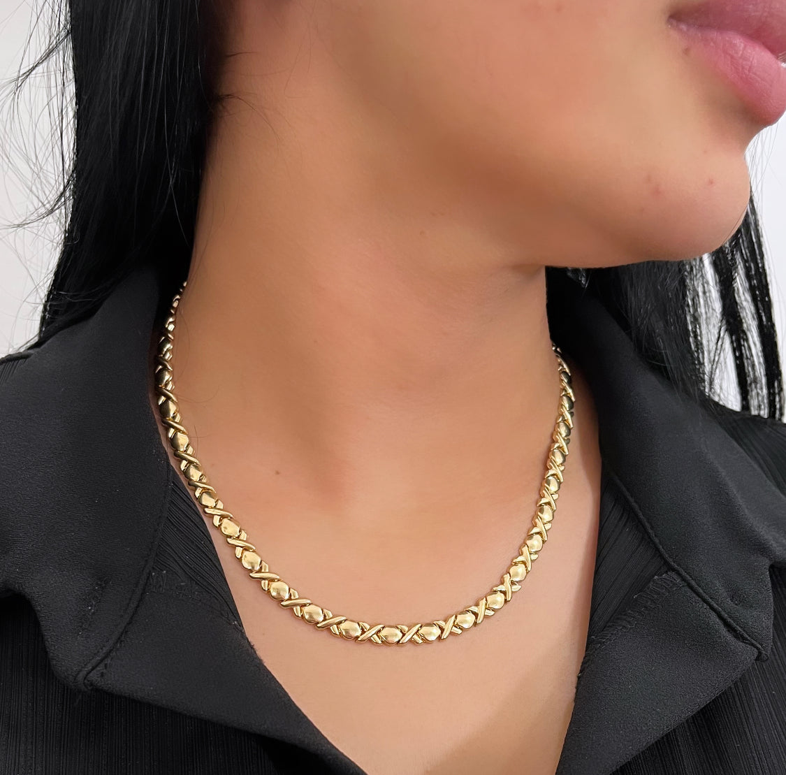 14K XOXO Choker Yellow Gold