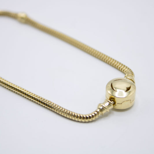 Women's Necklace/Choker - Monaco Chain Edge Baguette Lock 10K & 14K Yellow Gold Oro Monaco