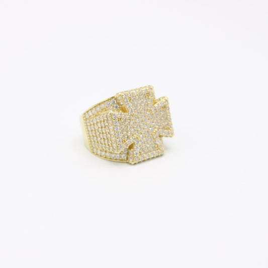 14K Cross Cz Men's Ring