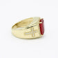 14K Red Stone Cz Men's Ring Yellow Gold