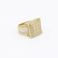 14K  Square Cz Men's Ring Yellow Gold