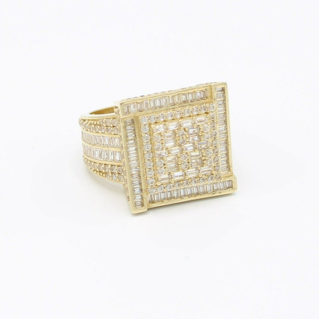 14K  Square Cz Men's Ring Yellow Gold