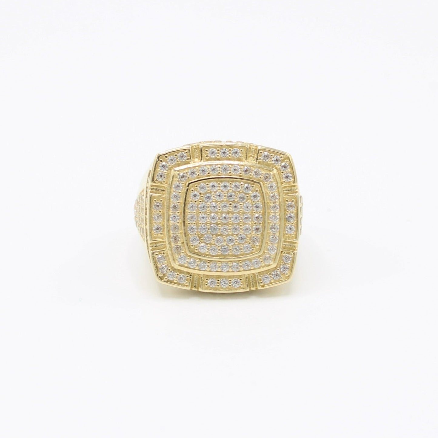 14K  Square Cz Men's Ring Yellow Gold