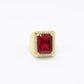 14K Jumbo Red Stone Men's Ring Yellow Gold