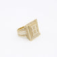 14K Jumbo Square Baguette / Cz Men's Ring