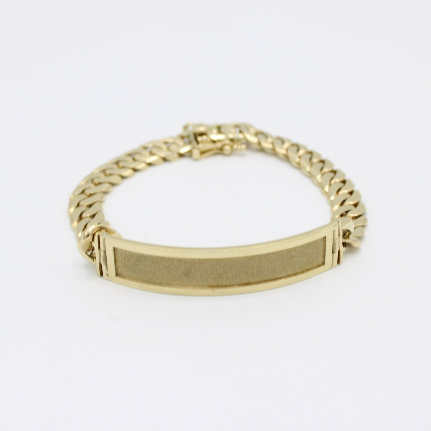 14K Name Plate Solid Cuban Bracelet Yellow Gold
