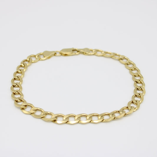 14K Semi-Solid Classic Flast Cuban Bracelet