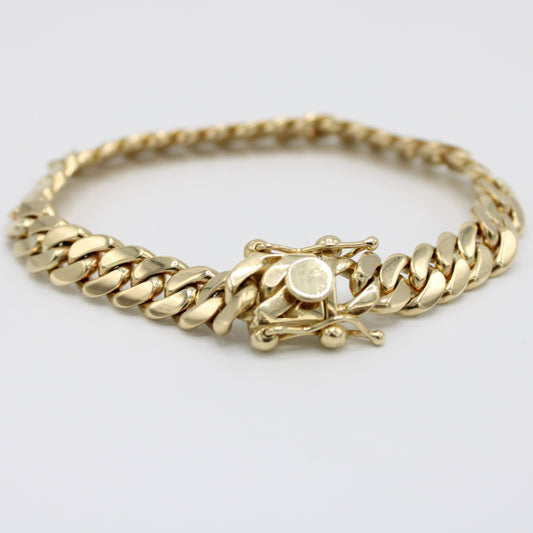 14K Solid BMX Cuban Bracelet \\9.3 mm\\ Yellow Gold