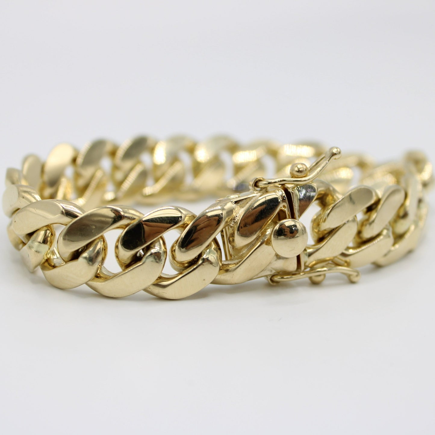 14K Solid BMX Cuban Bracelet \\14.5 mm\\ Yellow Gold