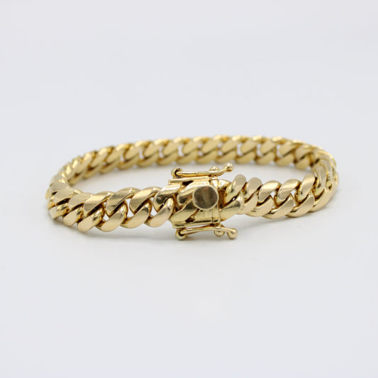 14K Solid BMX  Miami Cuban Bracelet \\9.5mm\\ Yellow Gold