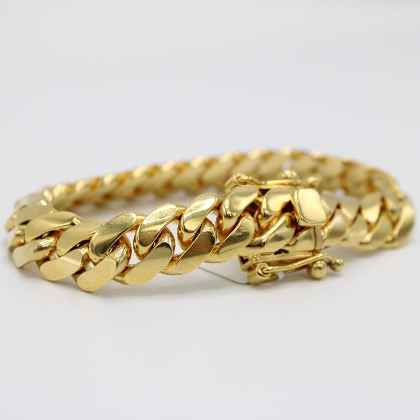 14K Solid BMX Cuban Bracelet \\ 12.8 mm\\ Yellow Gold