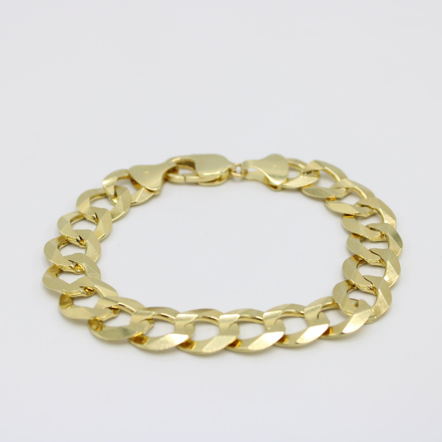 14K Classic Solid Flat Cuban Bracelet  Yellow Gold