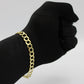 14K Solid Flat Cuban Bracelet \\ 8.4 mm \\ Yellow Gold