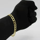 14K Solid Flat Cuban Bracelet \\ 9.4 mm \\ Yellow Gold