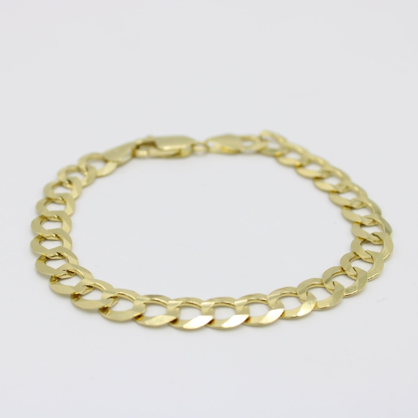 14K Solid Flat Cuban Bracelet \\ 9.4 mm \\ Yellow Gold