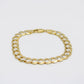 14K Solid Flat Cuban Bracelet Two Tones \\ 9.4 mm \\ Yellow Gold