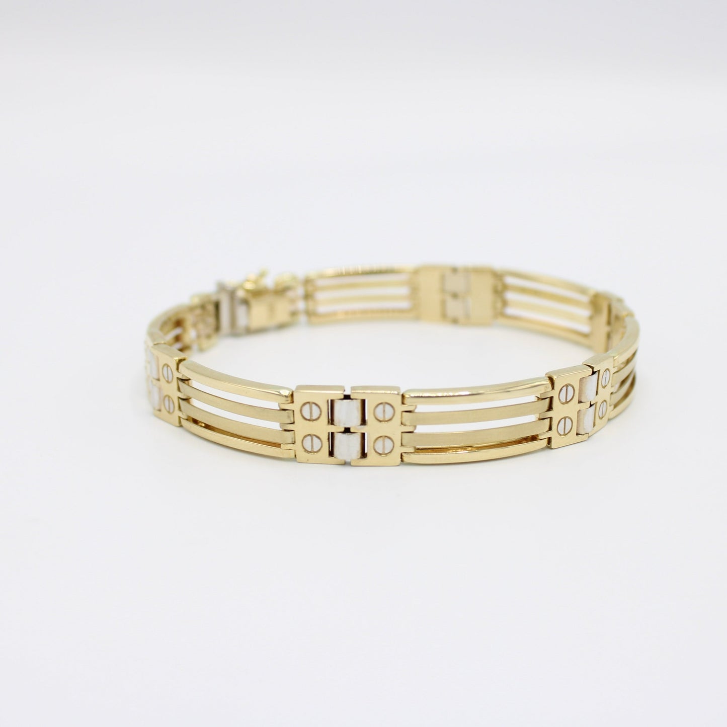 14K Gold Bracelet Two Tones  \\ 10 mm \\