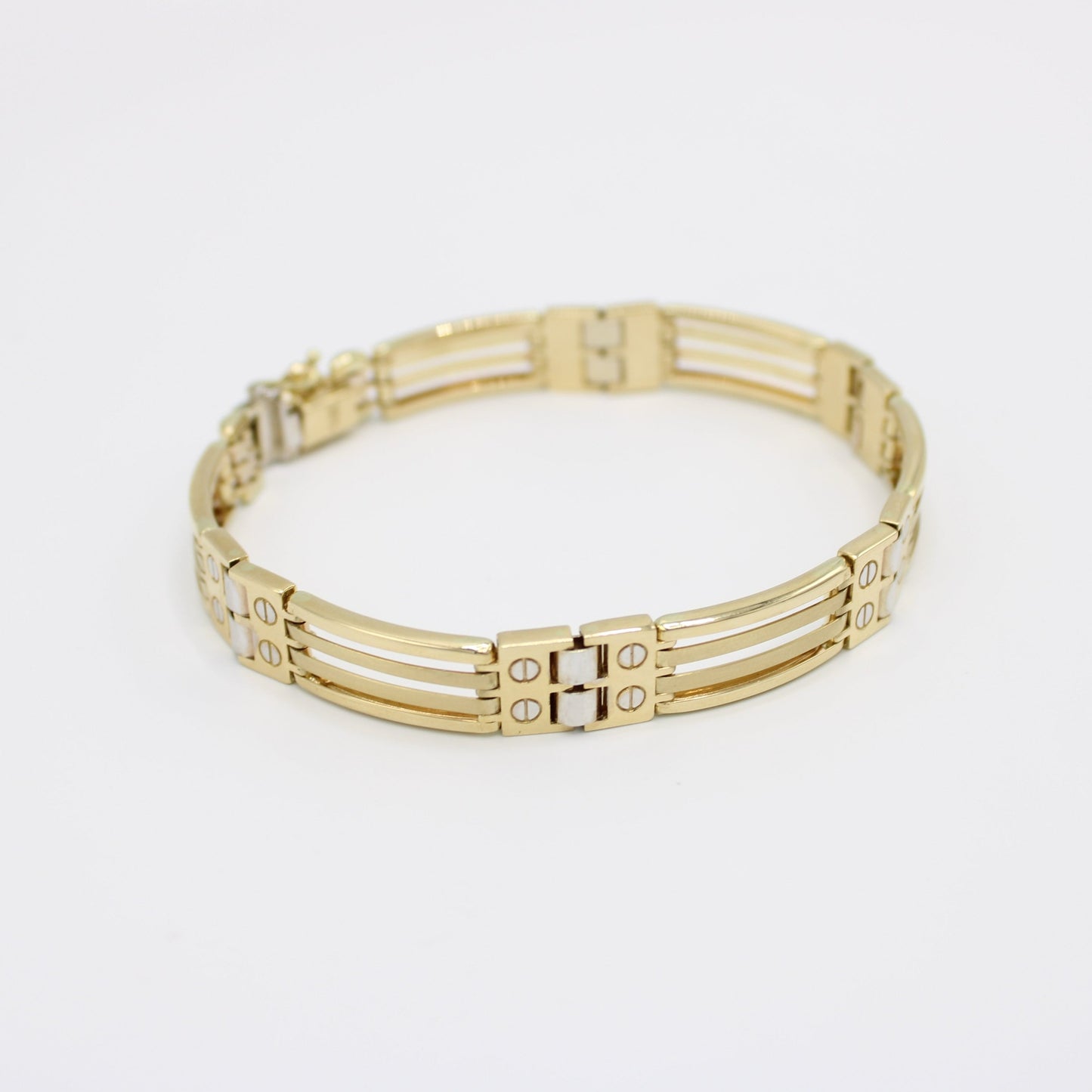 14K Gold Bracelet Two Tones  \\ 10 mm \\