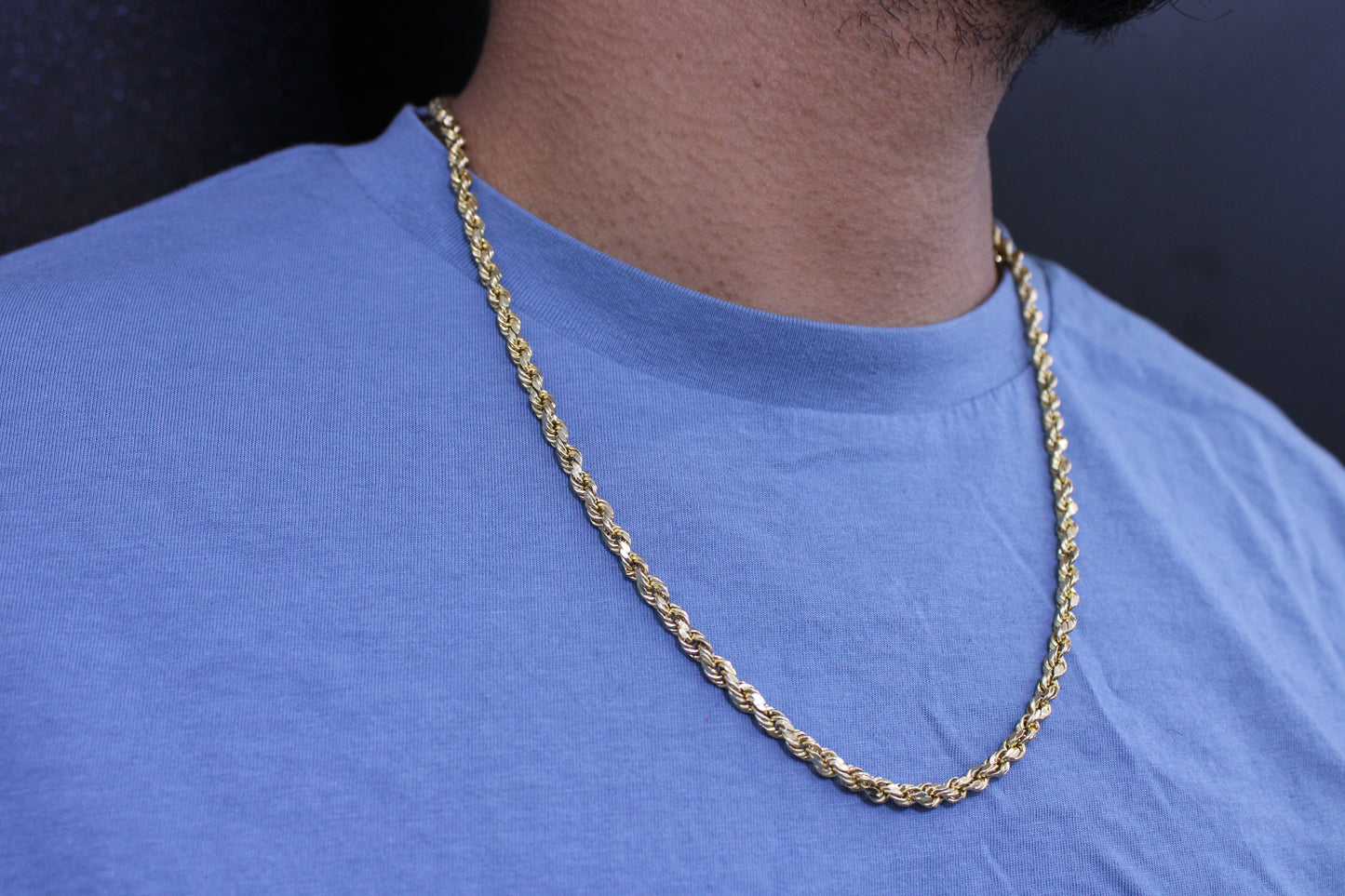 14K Hollow Rope Chain \\ 4 mm - 24” \\