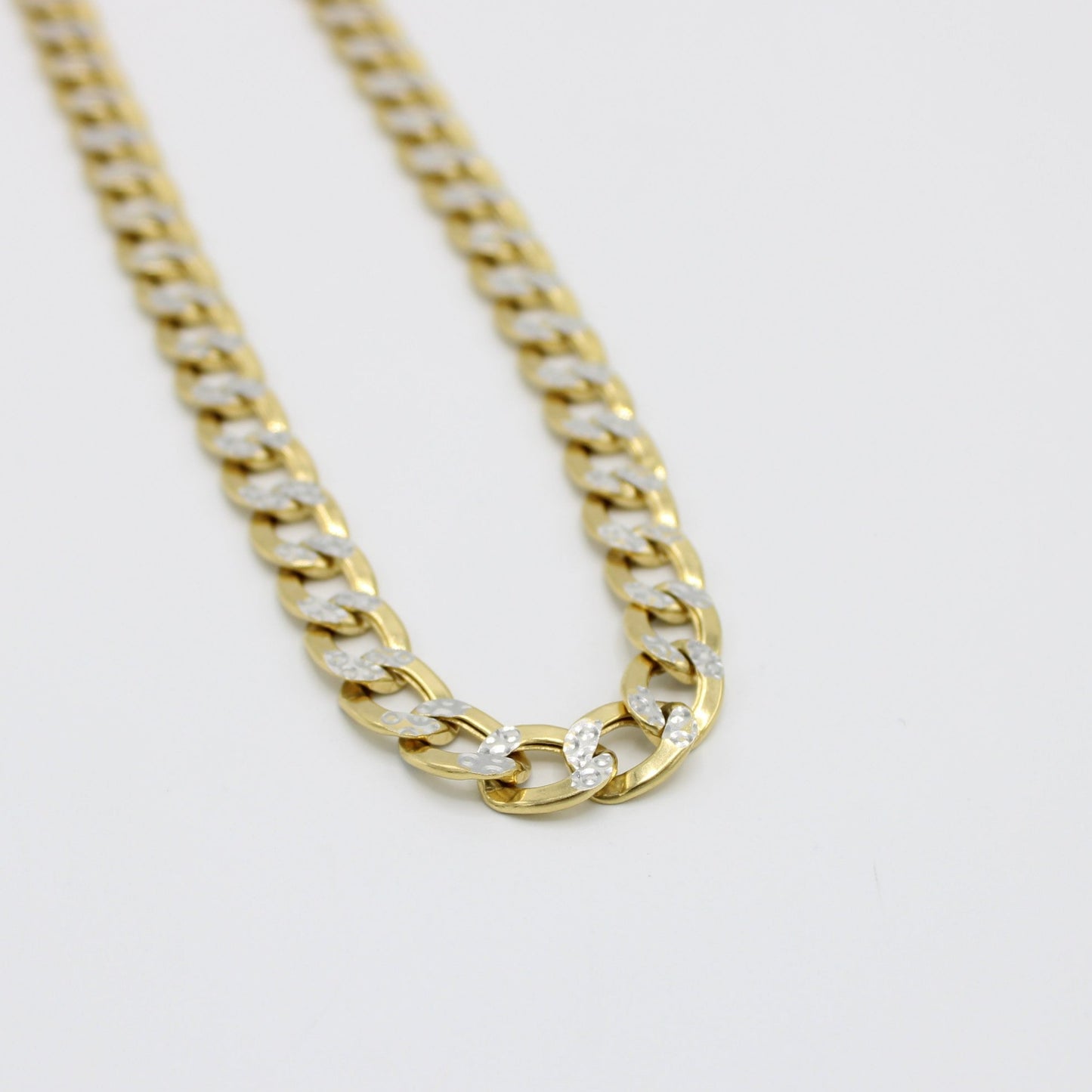 14K Semi-Solid FLat Cuban Chain Two Tones \\ 22"-24"-28" \\