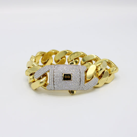 14K Hollow Monaco Bracelet Cz Lock  \\ 23.3 mm \\