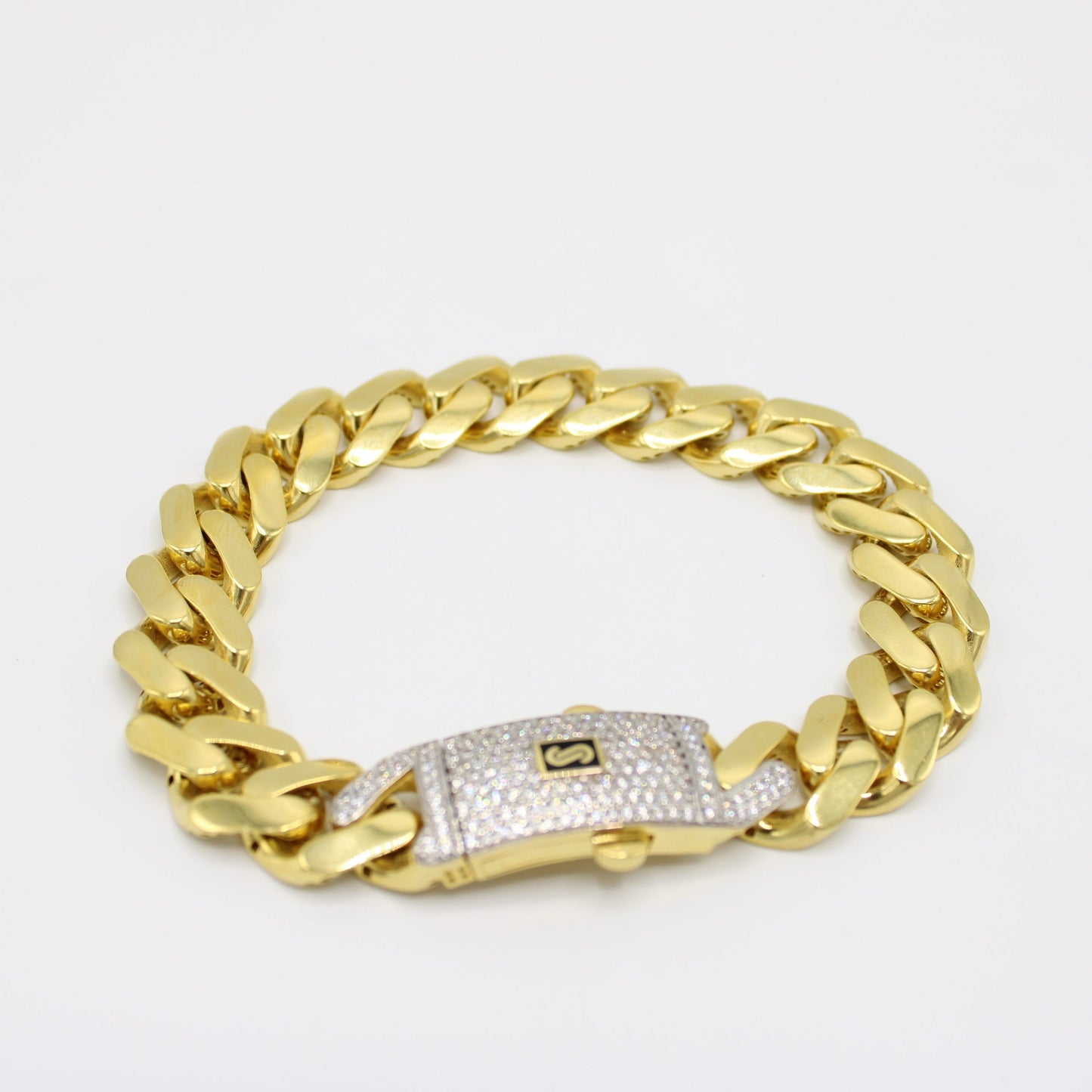 14K Hollow Monaco Bracelet Cz Lock  \\ 13 mm \\