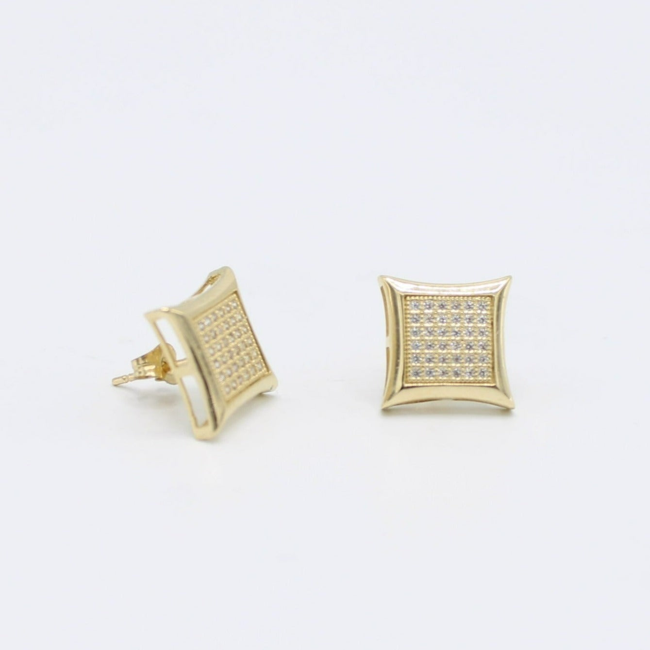 14K Square Earring Cz Stones