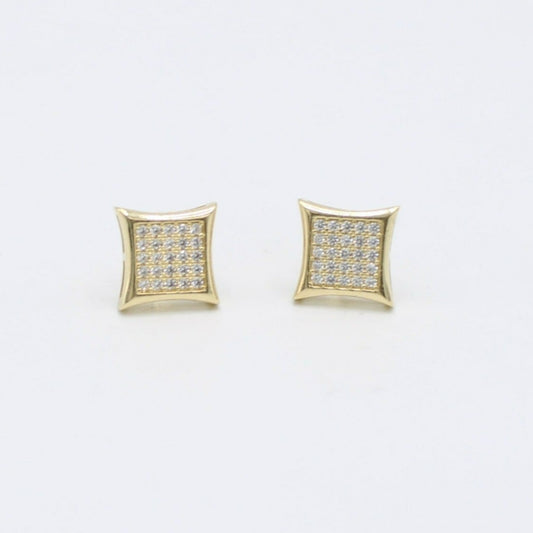 14K Square Earring Cz Stones