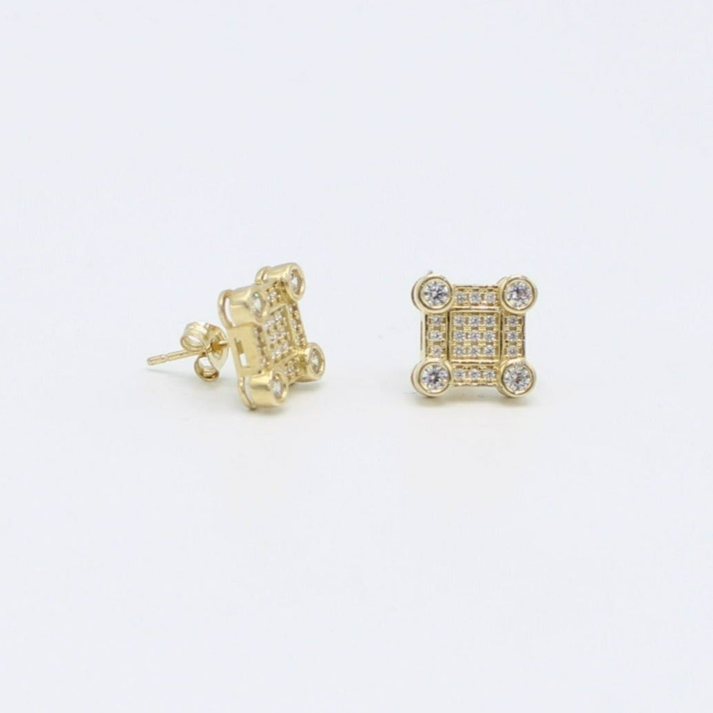 14K Square Earring Cz Stones