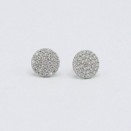 14K Round Men's Earring Cz Stones White Gold