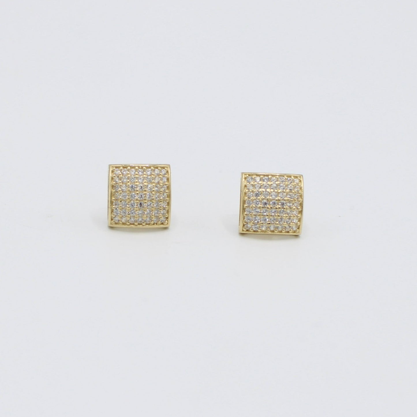 14K Square Men's Earring Cz Stones