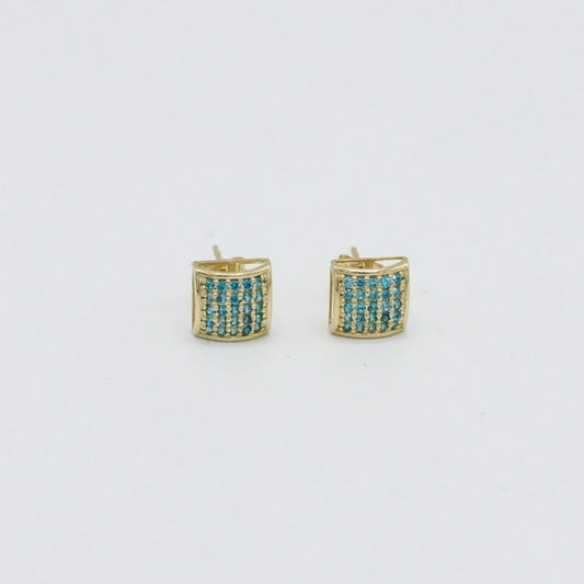 14K Men's Earring Cz blue Stones