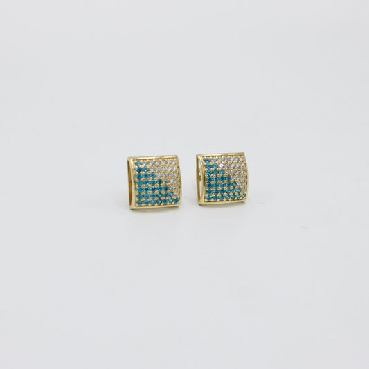 14K  Men's Earring Cz and Blue Stone