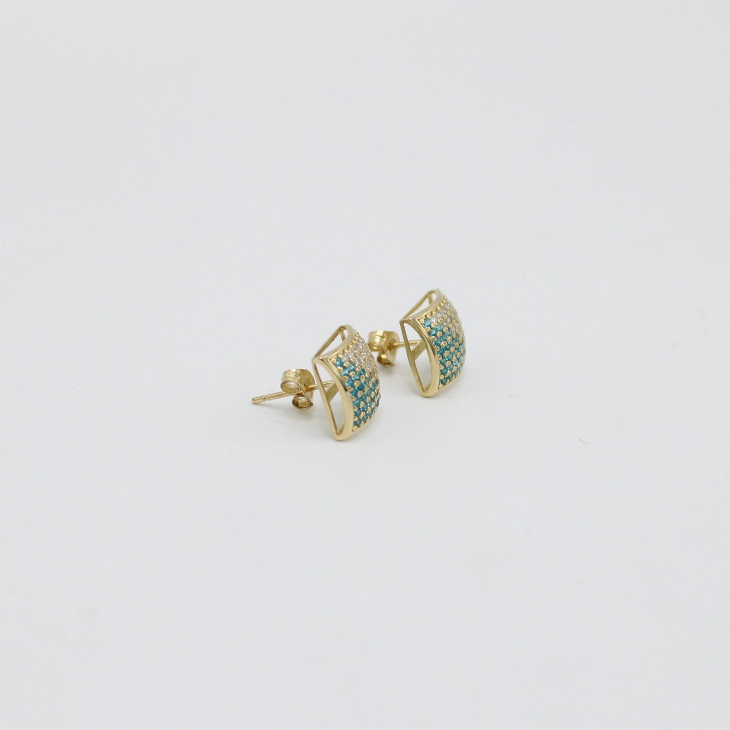 14K  Men's Earring Cz and Blue Stone