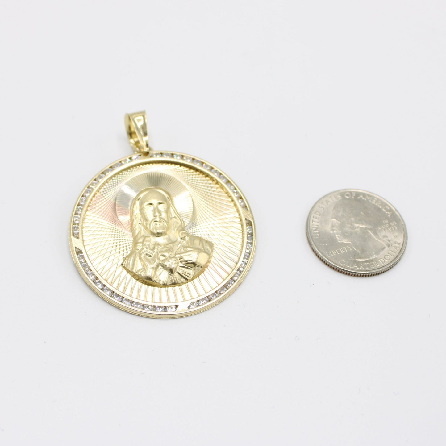 14K Jesus Face Pendant Two Tones (Yellow And Rose Gold )