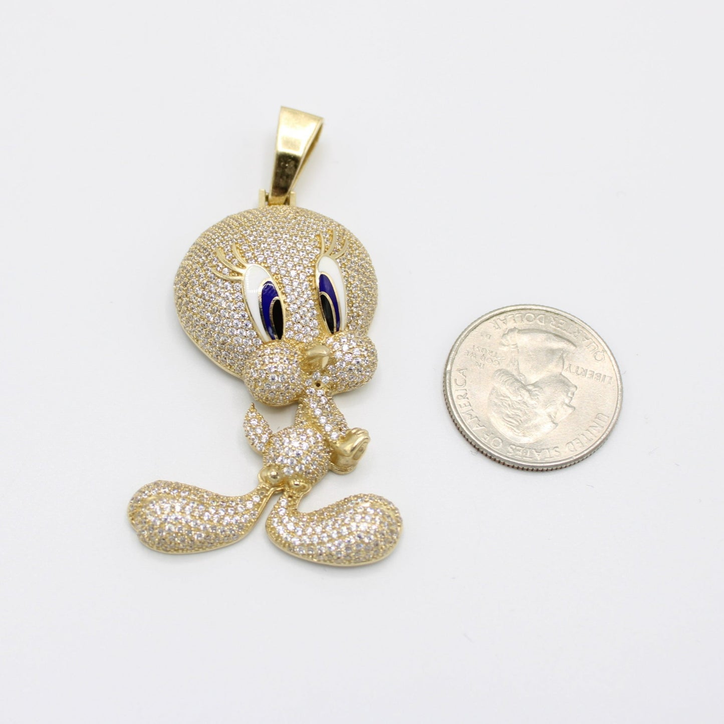 14K Piolin Cartoon Cz Stones Pendant