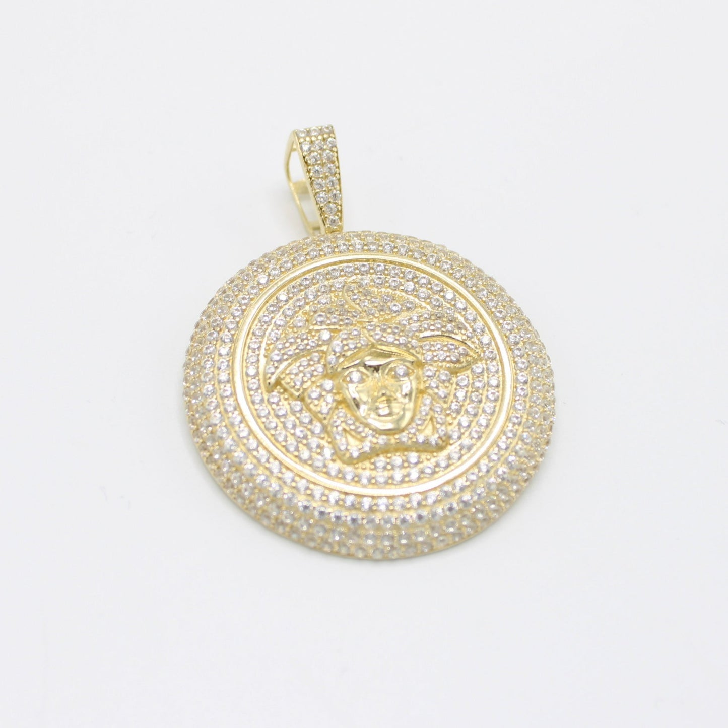 14K Medusa Stones Pendant Yellow Gold