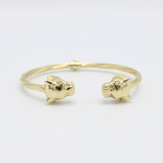 14K Panther Bangle Yellow Gold