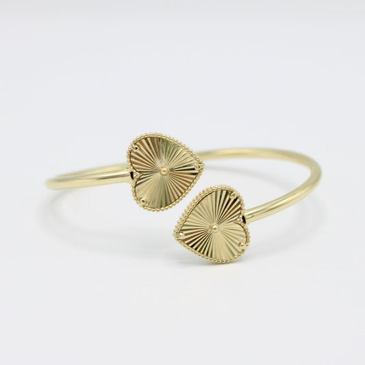 14K Heart Bangle Yellow Gold