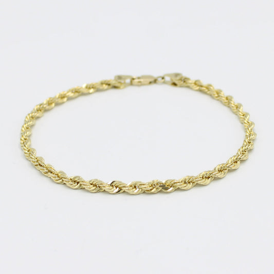 14K Solid Rope Bracelet Yellow Gold