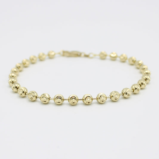 14K Solid Moon Cut Bracelet Yellow Gold