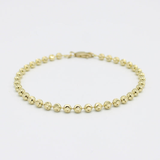 14K Solid Moon Cut Bracelet Yellow Gold