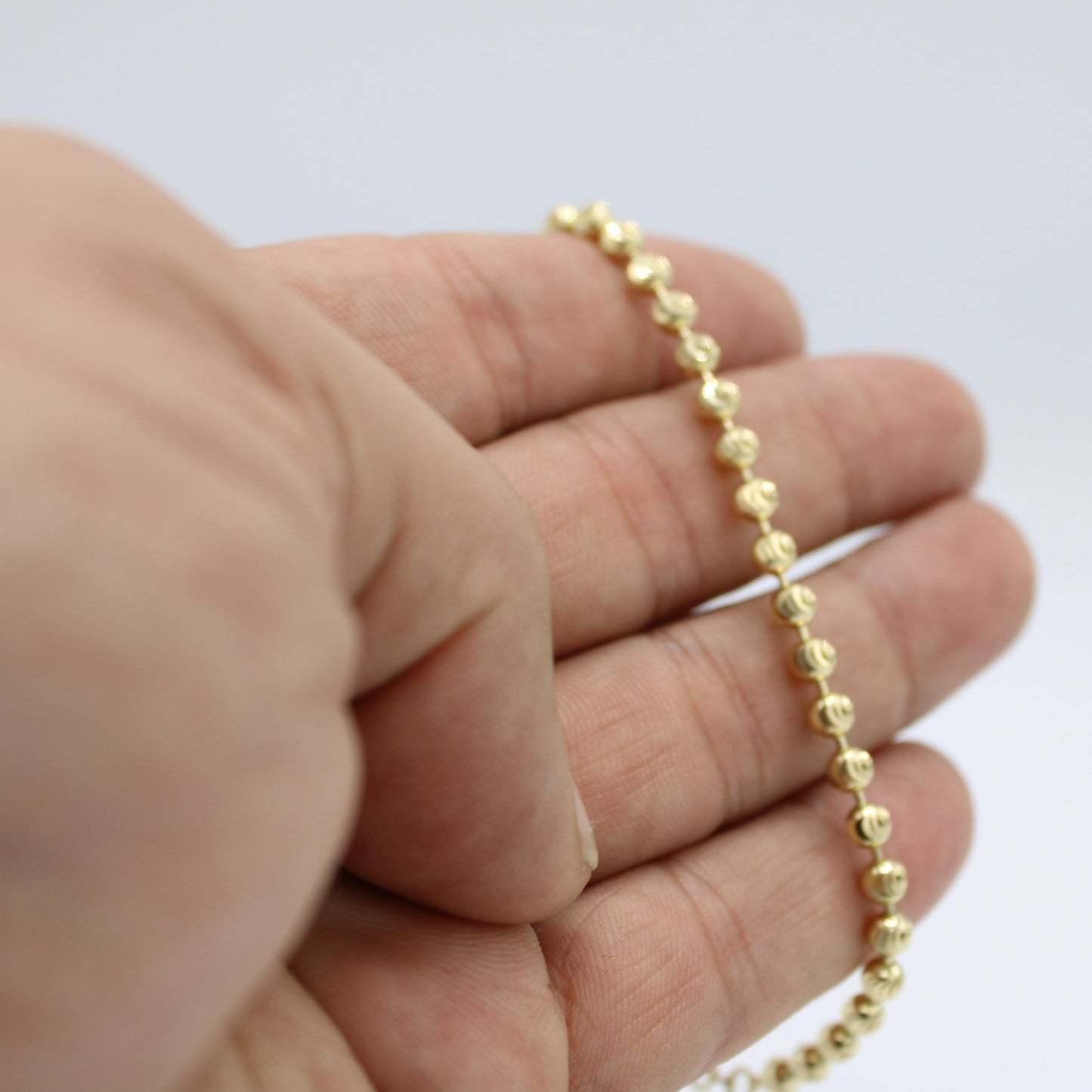 14K Solid Moon Cut Bracelet Yellow Gold