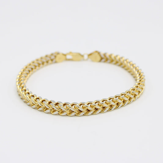 14K Franco Bracelet two Tones Yellow Gold